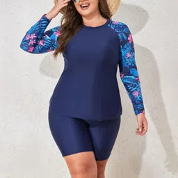 second skins Blue full sleeves two piece swim suit Solid Women Swim-dress Blue Swimsuit-picture-22