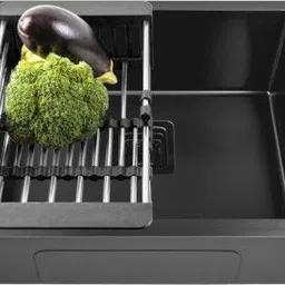 venus 24" X 18" X 10" BLACK 304 GRADE BLACK MATT 24"X18" X10" BLACK Handmade Kitchen Sink 304 MATT 056 Vessel Sink image 2