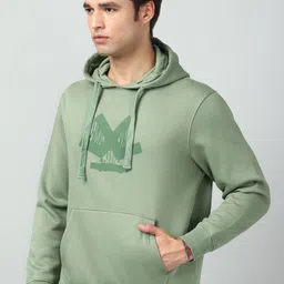wrogn Men Full Sleeve Solid Hooded Sweatshirt image 3