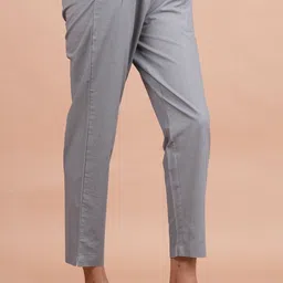 alkacreation Women Regular Fit Grey Cotton Blend Trousers image 2