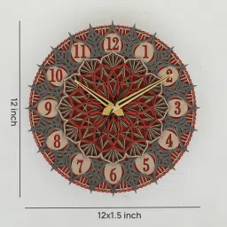 shribalajiarts Laser Cut Design MDF Wall Clock Living Room image 2