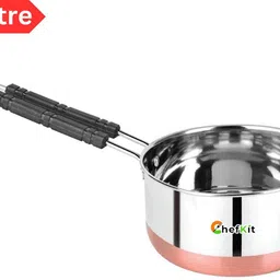 chefkit Heavy Gauge Stainless Steel Saucepan Set | Milk Pot | Patila Sauce Pan 16 cm diameter 1 L capacity image 2