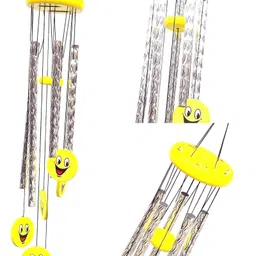 gooddeals Spiral Engraved Aluminium 5 pipe 6 wooden Smiley Wood Windchime image 2
