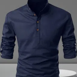 het enterprise Men Solid Cotton Blend Straight Kurta image 3