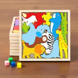 vhd Multicolor Wooden Animal Puzzle – Fun & Educational Toy for Kids W87-picture-13