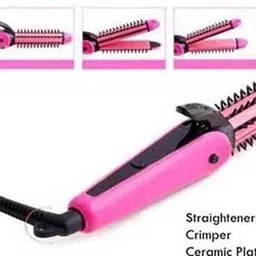 Viksenterprise 3 in 1 Hair Straightener Prefect Curlerand Crimper 8890-(NHC) Hair Straightener for women Hair Straightener image 3
