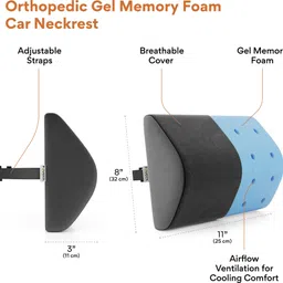 fovera Black, Grey Memory Foam Car Pillow Cushion for Universal For Car image 3