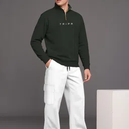 tripr Men Night Suit Set Dark Green, White Solid-picture-15