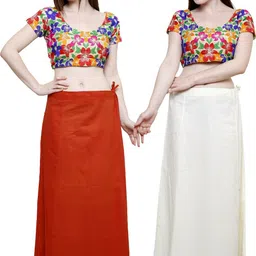 Pistaa Mango and Cream Cotton Blend Petticoat-image-91