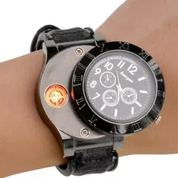 MOBIZAC METAL USB Charged Lighter Watch Smoking Flameless Rechargeable Wrist Watch Cigarette Lighter image 1