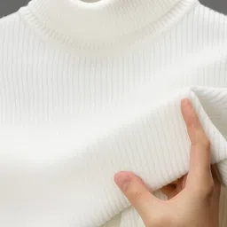 madilyn Men Solid High Neck White Sweater-picture-27