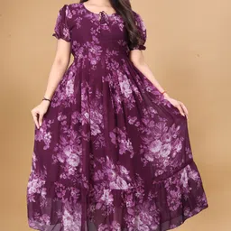 qena Women Maxi Purple Full Length Dress image 1
