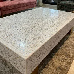 casagold Mother of Pearl Rectangular White Coffee Table - Cleo image 3