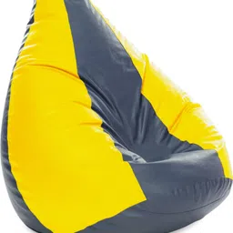style homez 4XL Premium Leatherette Classic Grey Yellow Color Jumbo Teardrop Bean Bag With Bean Filling-picture-20