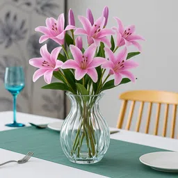 ikko Oriental Lily Stem for Vase, Home & Festival Decor, Living Room Corner Table, White, Purple Lily Artificial Flower-picture-10