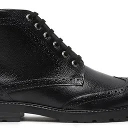 louis stitch Italian Leather Black High Ankle Chukka Boots for Men (WBNDCKBG_JB) Boots For Men image 4