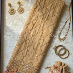 drixa Unstitched Velvet Blouse Material Embellished image 2