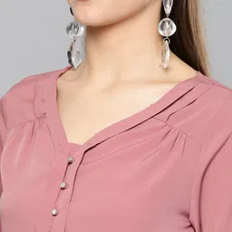 harpa Casual Regular Sleeves Solid Women Pink Top image 3