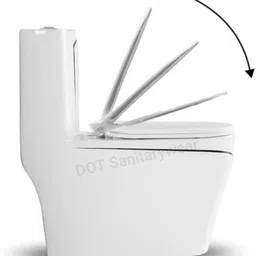 solano C06 Premium Quality White commode with Green Finishing Line and Round Flush Button Western Commode image 3