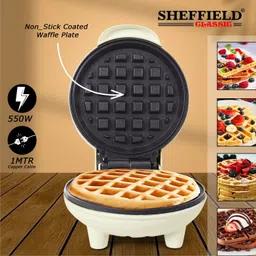 sheffield classic Sheffield 550W Non-Stick Belgian Electric Waffle & Pan cake Maker | Mini Round Waffle Maker image 3