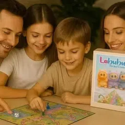 world gift mart Limited Edition Labubu 2-in-1 Snakes & Ladders (Saap Seedhi) & Ludo Board Game Party & Fun Board Game image 2