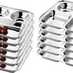 rapchika BHOJAN THAL SET OF 12 PIECES 5 COMPARTMENTS EACH Sectioned Plate (12 Sectioned Plate) Dinner Plate-picture-11