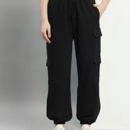 miskis Women Solid Black Track Pants-picture-24