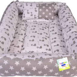 toddylon Cotton Kids Washable New Born Baby Boys & Baby Girls Reversible Baby Bed With Mosquito Net Mosquito Net image 2