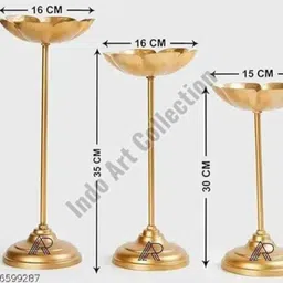 i r impex Urli Diya Stand set of 3 Iron (Pack of 3) Table Diya Set image 2