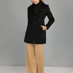 honnete 100 % Polyester Solid Coat For Women image 1