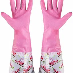 flipkart smartbuy Reusable Rubber Latex PVC Hand Gloves For Kitchen Long Sleeves Safety Kitchen Wet and Dry Glove Set-picture-22