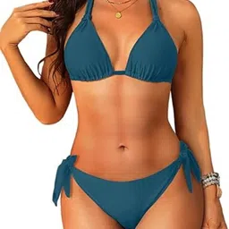 pride style Self Design Women Bikini Dark Green Swimsuit image 1