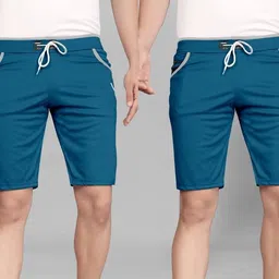 mgc maanu Pack of 2 Solid Men Blue Regular Shorts-picture-30