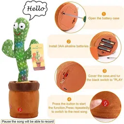 onshhm Musical Dancing Talking Green Cactus Toy Tree With 120 Sound Track & Talkback image 2