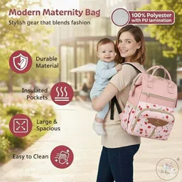 baby holic Baby Diaper Bag for Mothers | Black Maternity Backpack with Teddy Design Tote Diaper Bags image 4