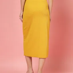 oomph! Women Solid Wrap Around Yellow Skirt image 2
