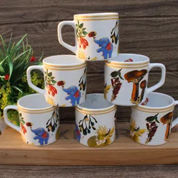 laghima jadon Pack of 6 Ceramic Tea/Coffee Elephant Forest Crafting 200ML Gift to Best Friend image 2