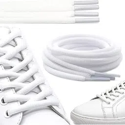 FEELPZONE 5 Pairs White Oval Shoelace Half Round Shoelaces.,120 cm Shoe Lace-picture-20