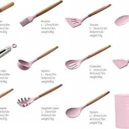 srbk fashion Heat Resistant Silicone Spoon Baking Set for Home & Kitchen Tools (Dark Green) Kitchen Tool Set image 5