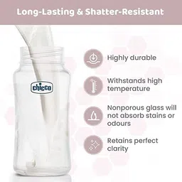 chicco Well-Being Glass Feeding Bottle (240ml, Slow Flow) - 240 ml image 4
