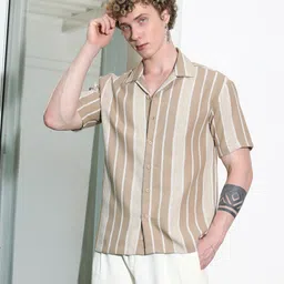 campus sutra Men Regular Fit Striped Spread Collar Casual Shirt image 3