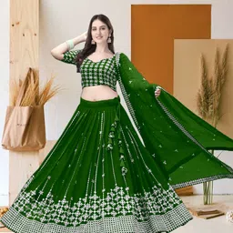 f plus fashion Embroidered Semi Stitched Lehenga Choli-picture-39