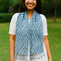 house of common Striped Rayon Women Blue Stole image 2