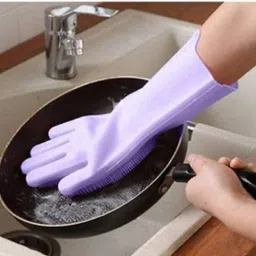 nksnimystore Silicone Dishwashing Reusable Cleaning Scrubber Gloves476 Wet and Dry Disposable Glove Set image 3