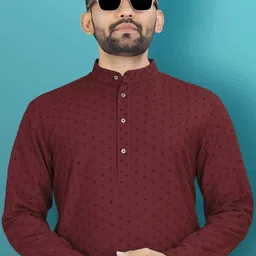 vebnor Men Self Design Jacquard Straight Kurta-picture-27