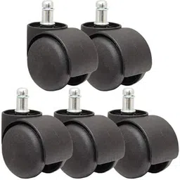 shinjai Heavy Duty Pin Type Nylon Office Chair Wheels - Set of 5 Black Appliance Furniture Caster image 1