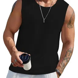 the blazze Men's Knitted Tank Tops Sleeveless Casual T Shirts Summer Beach Tank Shirts Waffle Tee B L2712 image 3