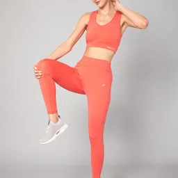 MUSCLE TORQUE Women Peach Colored Solid Skinny-Fit Training & Gym Tights-picture-20