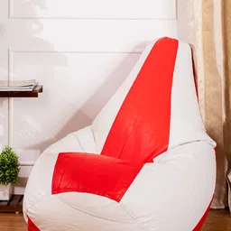 THREADVIBE LIVING White & Red Double-Shaded Teardrop Bean Bag With Beans-picture-22