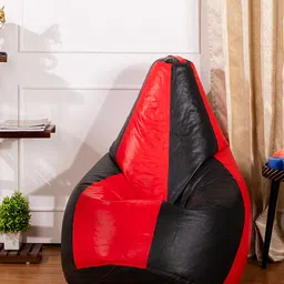 THREADVIBE LIVING Black & Red Double Shaded Teardrop Bean Bag With Bean-image-46